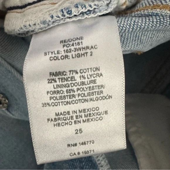 RE/DONE 90's High Rise Ankle Crop Jeans Size 25 - Picture 8 of 8